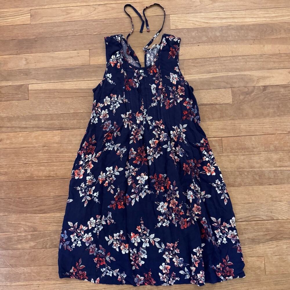 Sonoma Goods For Life Women's Navy Blue Floral Halter Dress - Size Small
 b91